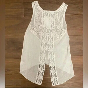 Orange creek lace trimmed cotton tank in small